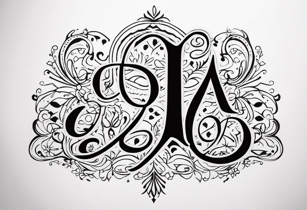 Spell out “wanderlust” with the initials “jda” in the middle. Whimsical font tattoo idea