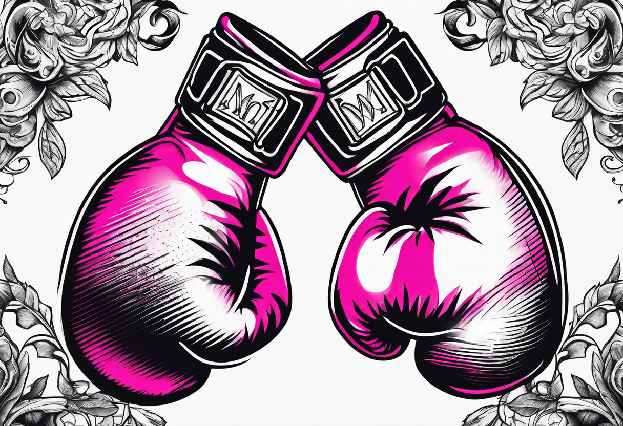 Breast cancer symbol with pink boxing gloves tattoo idea