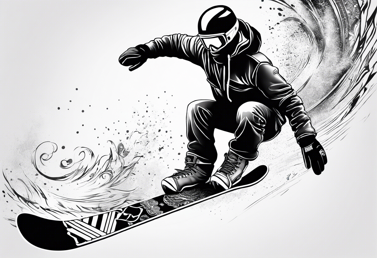 Un snowboardeur qui ride sur un half pipe tattoo idea