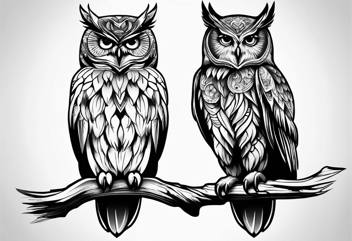 Mother and baby owl tattoo idea