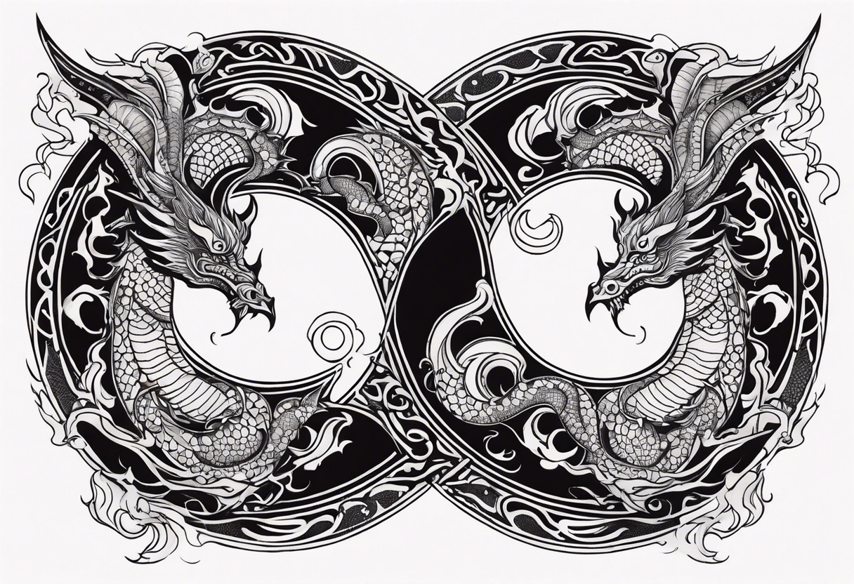 dragons in a yin and yang shape tattoo idea