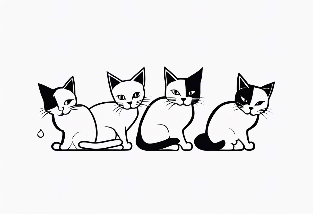 4 cats playing tattoo idea