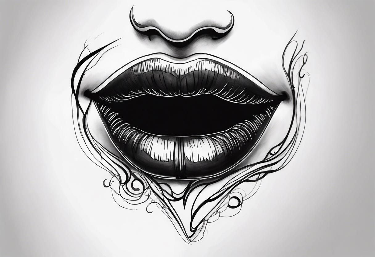 Draw me a mouth with black smoke coming out of it tattoo idea