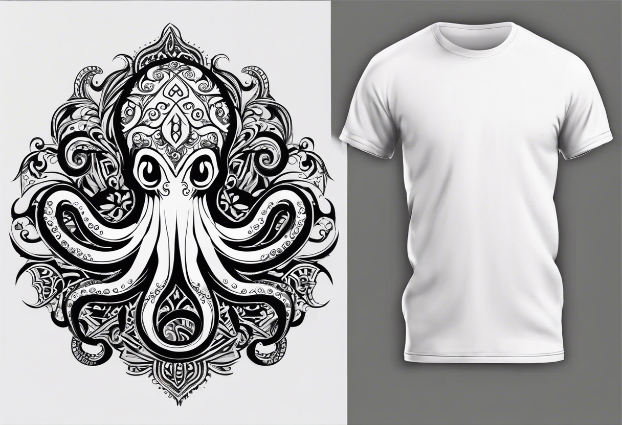 Utilizing bold tribal patterns to form the shape of an octopus. This style can merge traditional tribal art with the unique form of an octopus, making for a striking design. tattoo idea