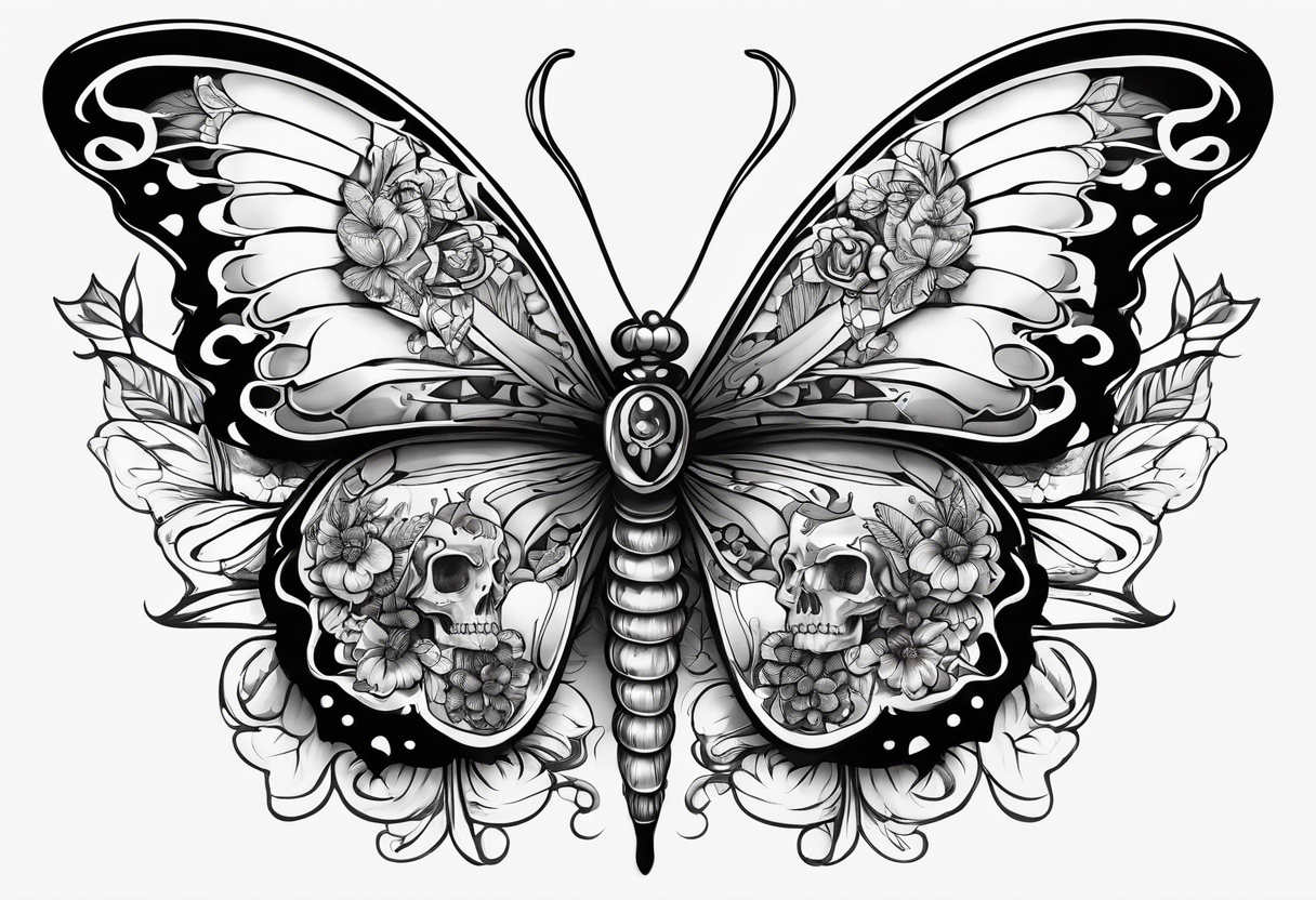 Death butterfly drugs mushrooms tattoo idea