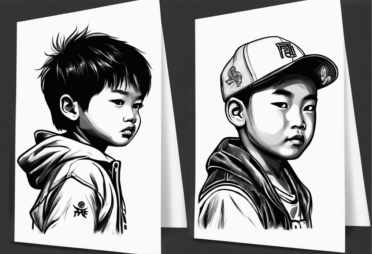 We have 2 boys, one named Parker and the other named Paxtyn. They are both energetic and active. Father is Filipino and mother is Korean. Please create a tattoo using just letters and/or characters tattoo idea