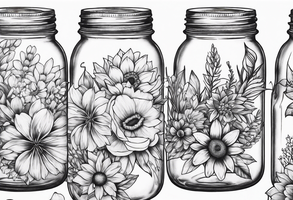 Mason jar bouquet tattoo idea