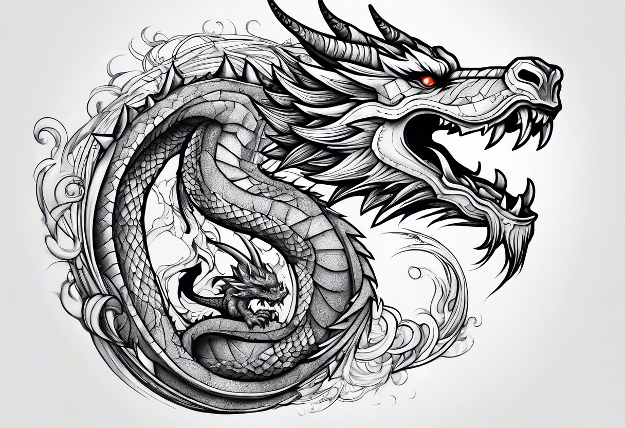 Small Dragon hurt and tired after a war but victorious tattoo idea