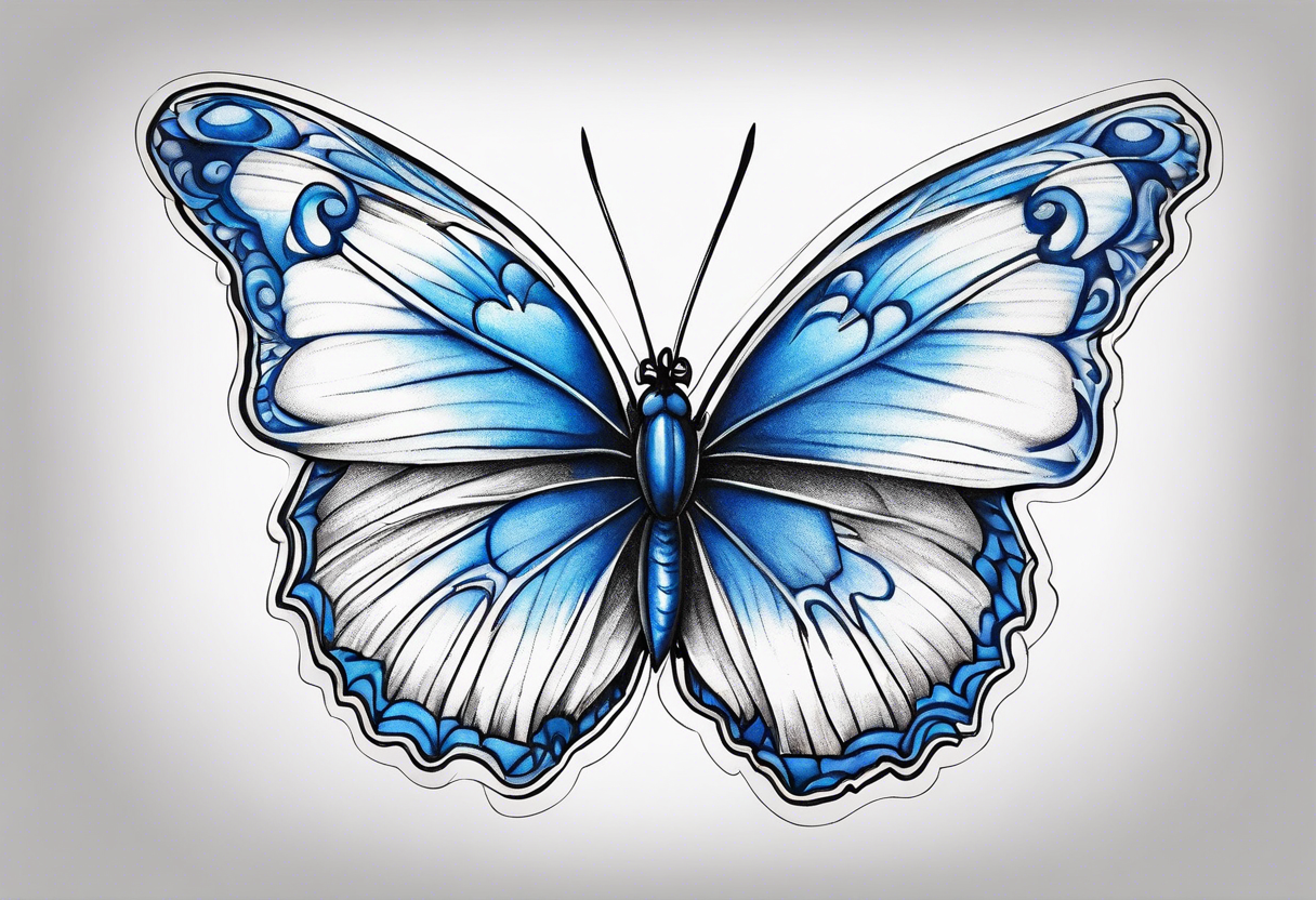 Blue butterfly carnation tattoo idea