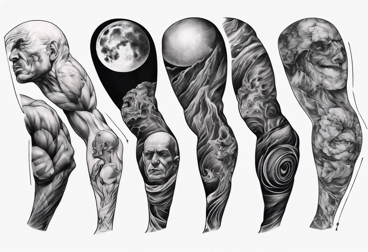 sisyphus arm sleeve tattoo idea