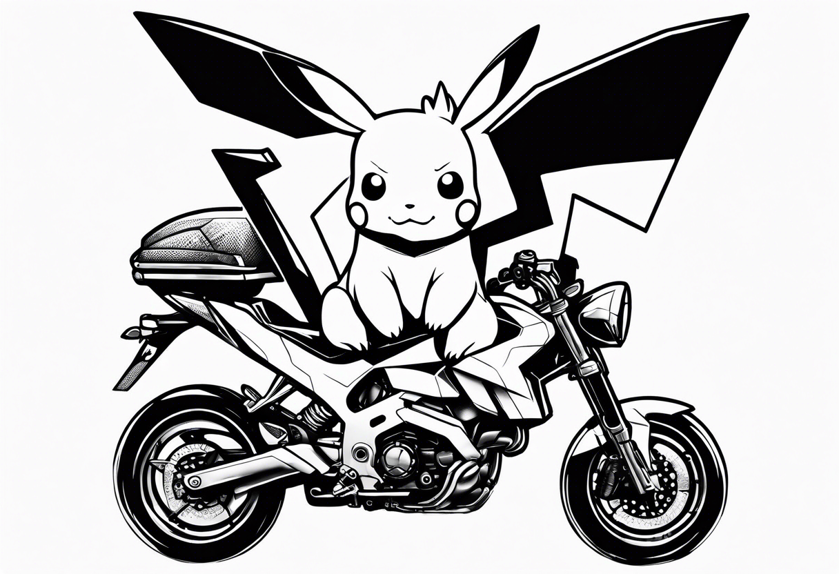 Pikachu riding on a puppy tattoo idea