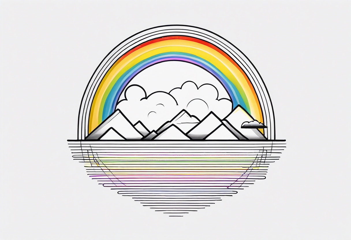 black minimalistic sunrise with rainbow tattoo idea