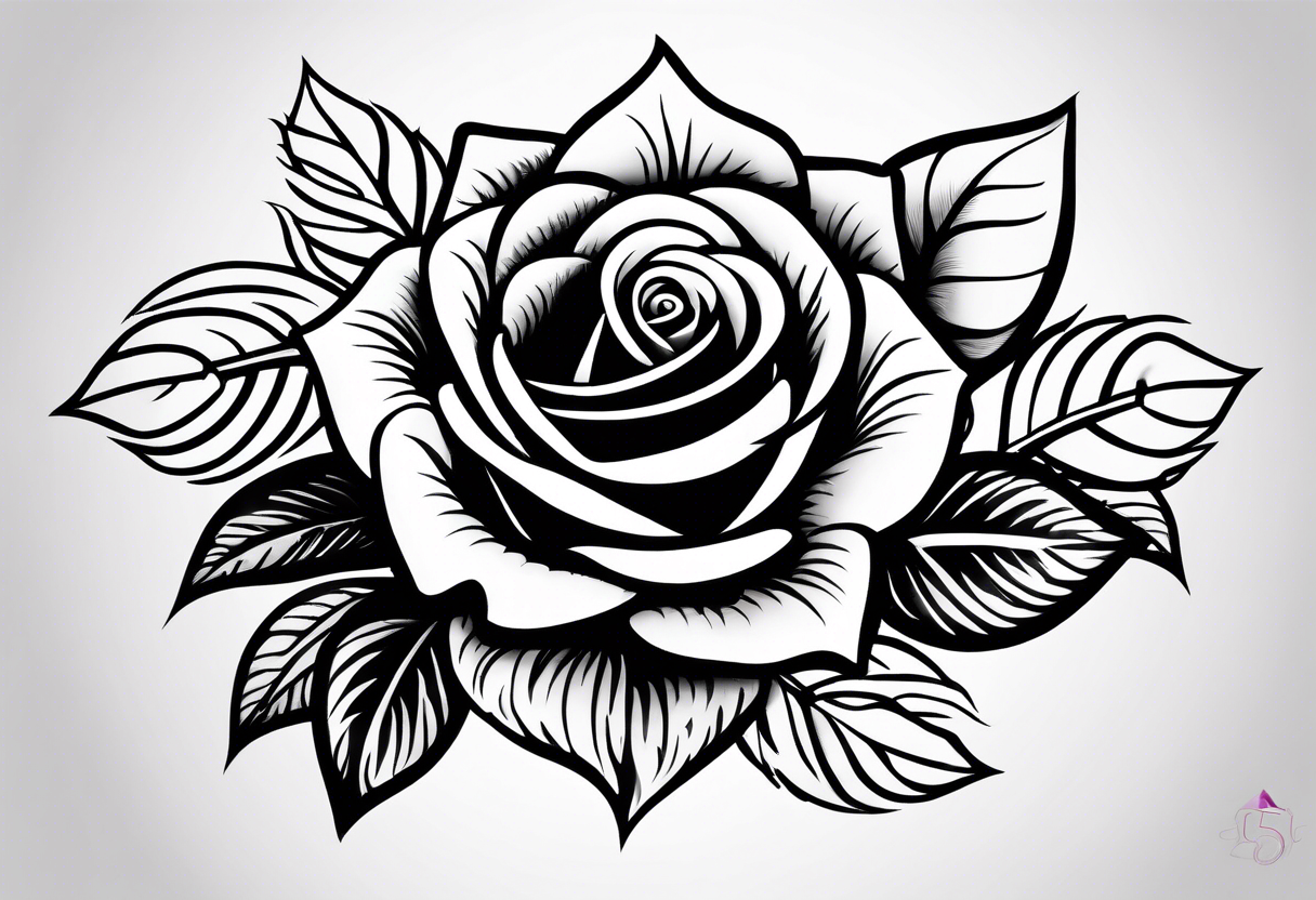 rose tattoo with the number 5 clearly incorporated into it tattoo idea