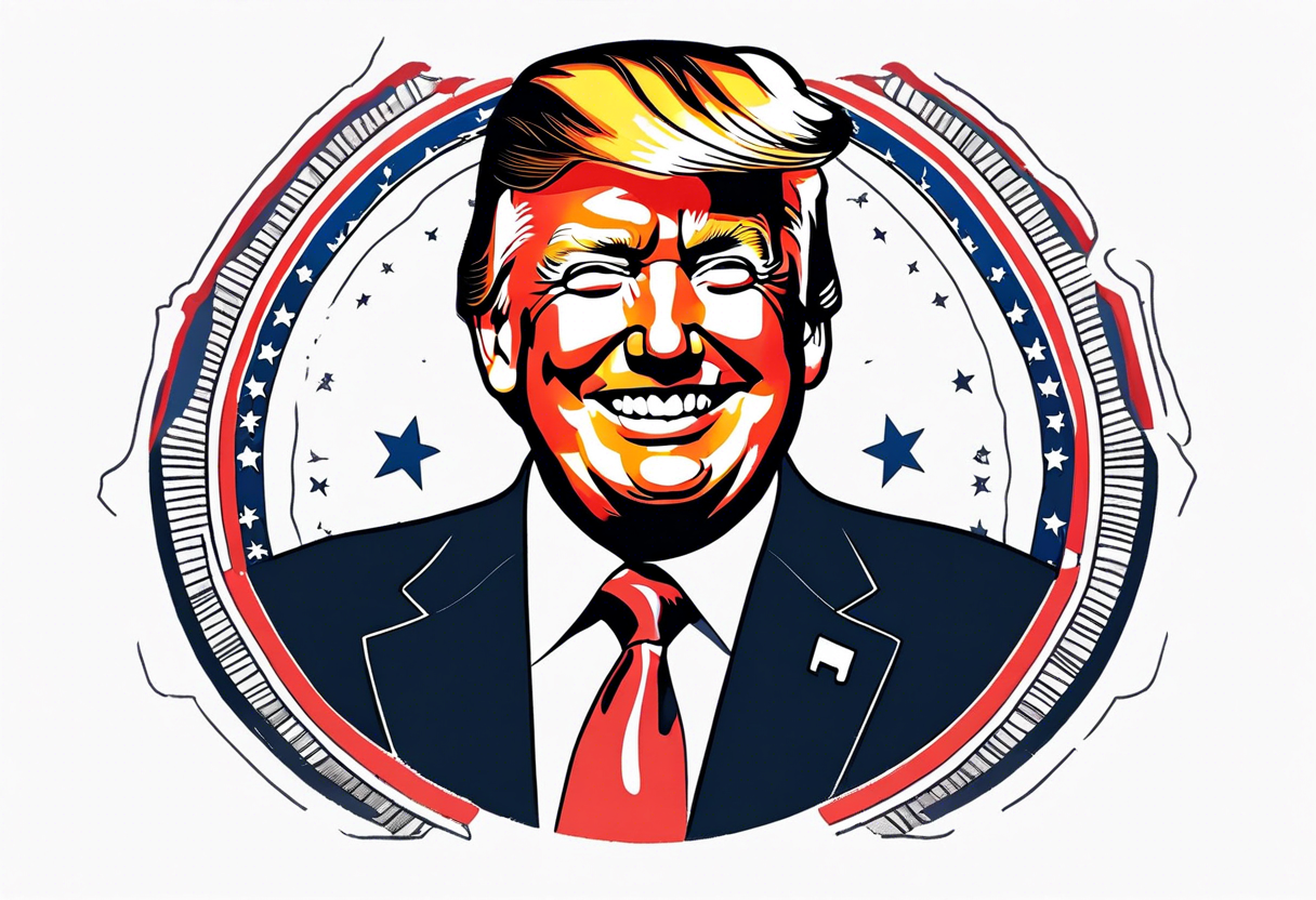 One American bill with President Trump smiling and a very simple design tattoo idea