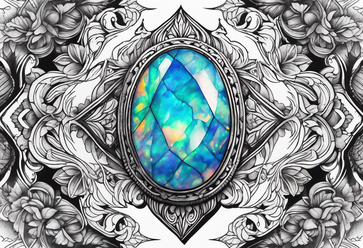 Natural opal gem stone tattoo idea