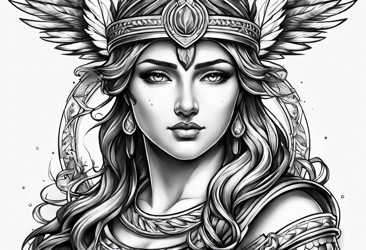 athena aegis with a laurel wreath tattoo idea