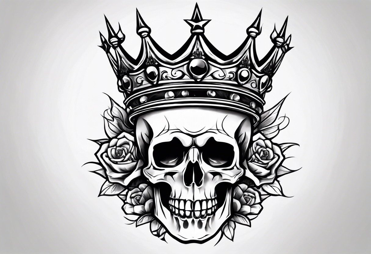 A pointy evil crown with skulls on it tattoo idea