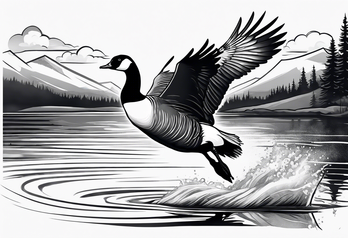 canadian goose taking off into the sky wind Background tattoo idea