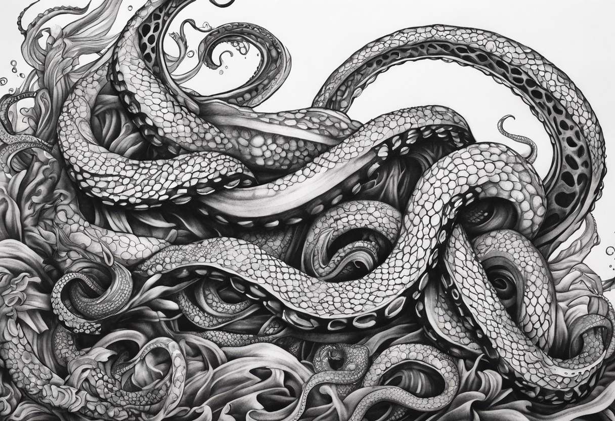 natural real entwined tentacles tattoo idea