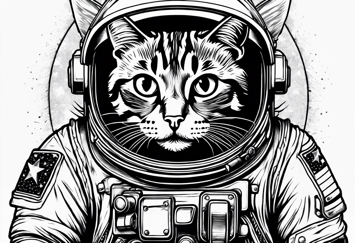 full-body astronaut cat tattoo idea