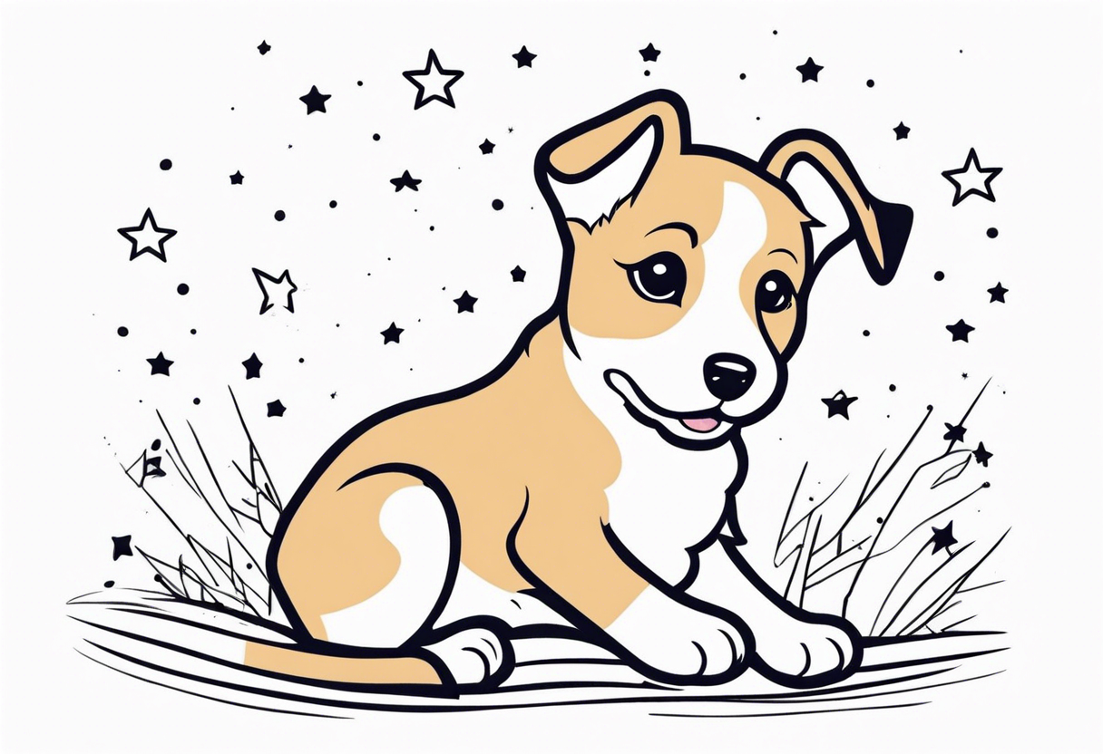 Cute puppy and stars tattoo idea