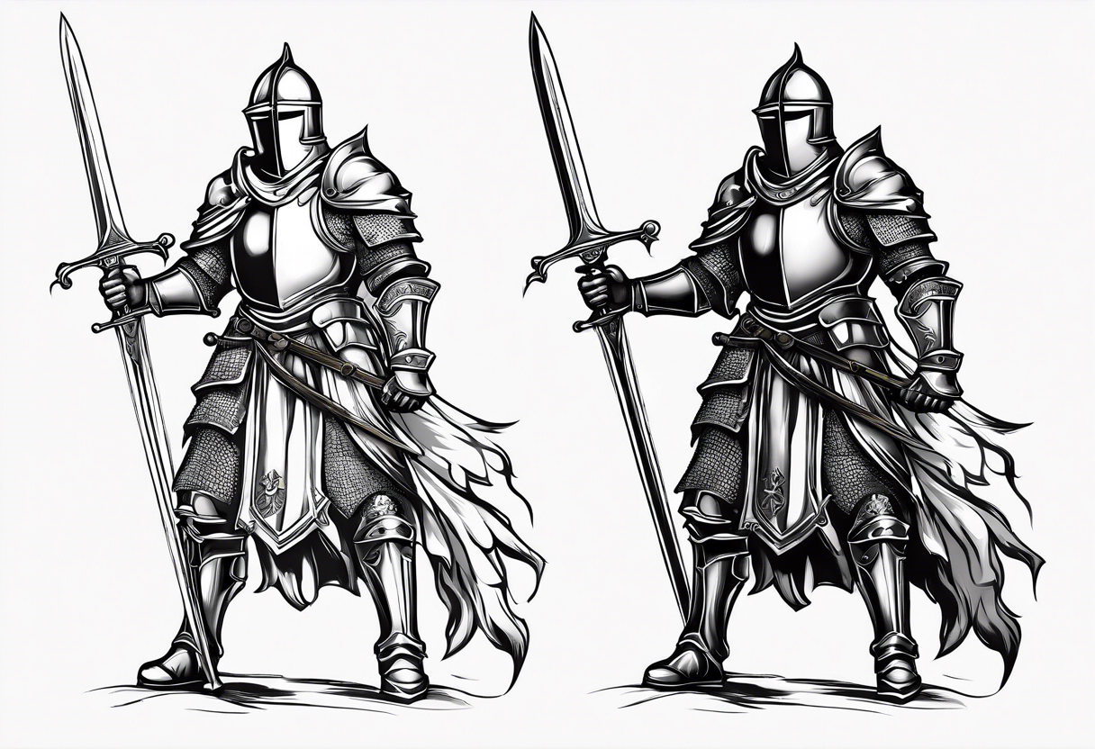 Medieval knight holding a sword tattoo idea