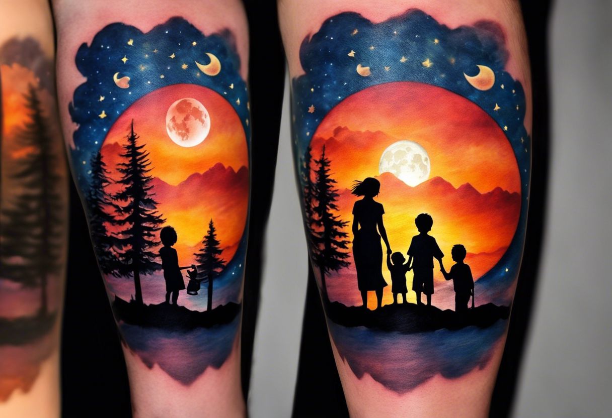 Three sisters silhouettes tattoo idea | TattoosAI