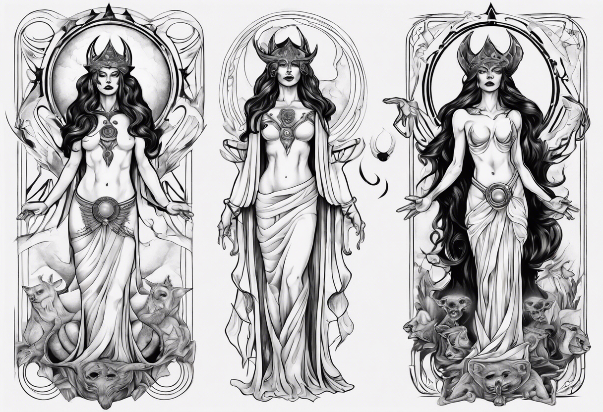 The High Priestesses. Hecate, Artemis and Selene. Representing Magic,  Intuition and The Moon. tattoo idea | TattoosAI