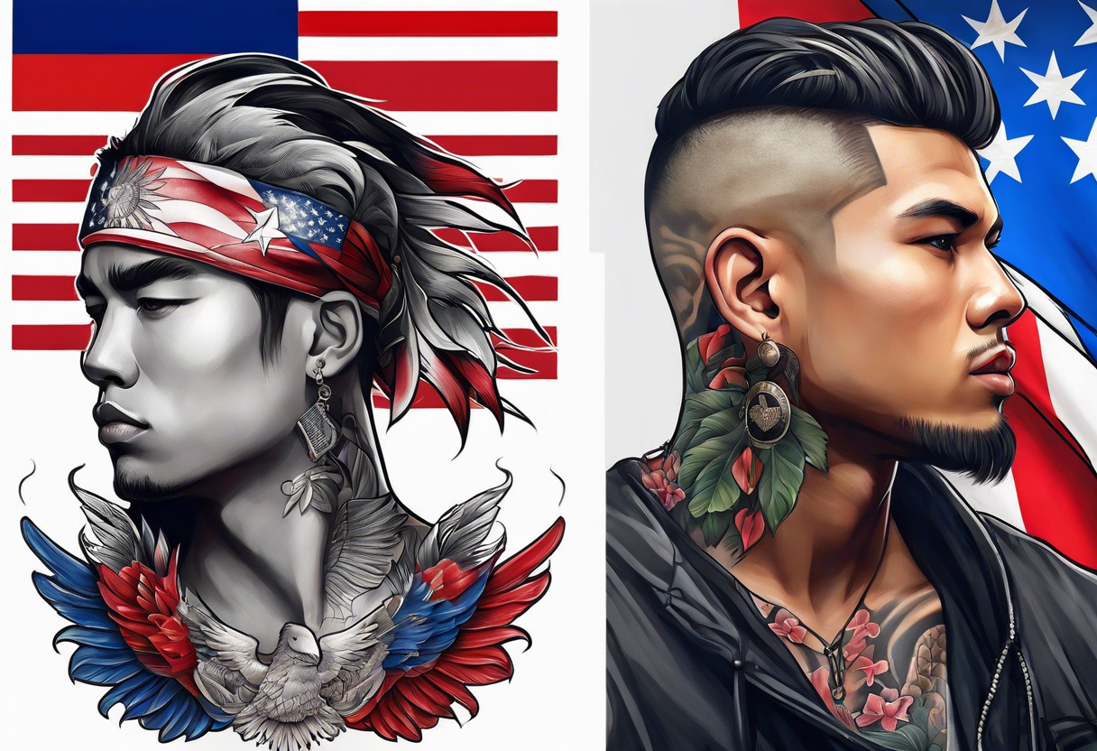 Tattoo design that incorporates the United States flag and the Philippines flag tattoo idea