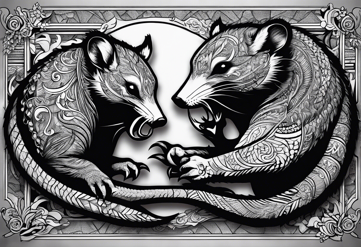 A possum hissing with the words “this meeting could have been a fist fight” behind it tattoo idea