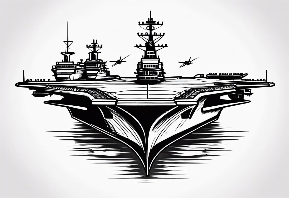 aircraft carrier front view tattoo idea