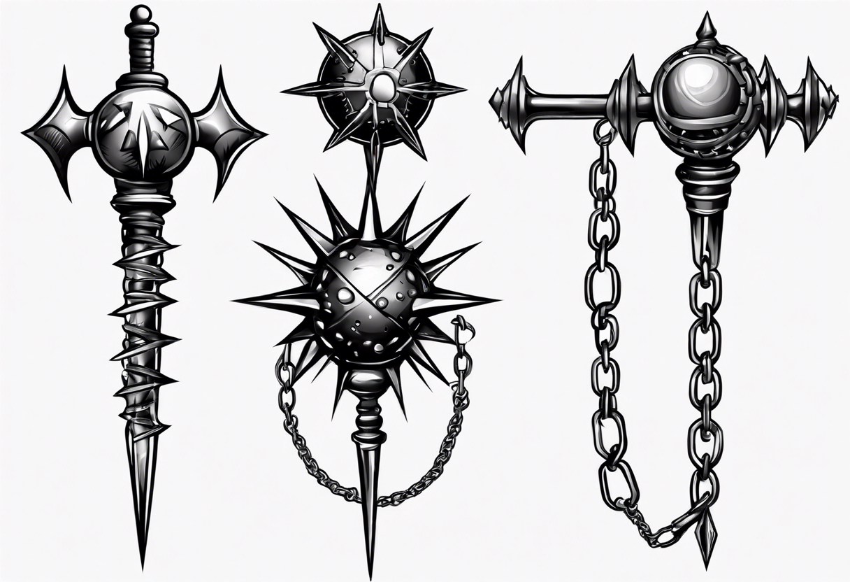 spiked ball mace on a chain tattoo idea