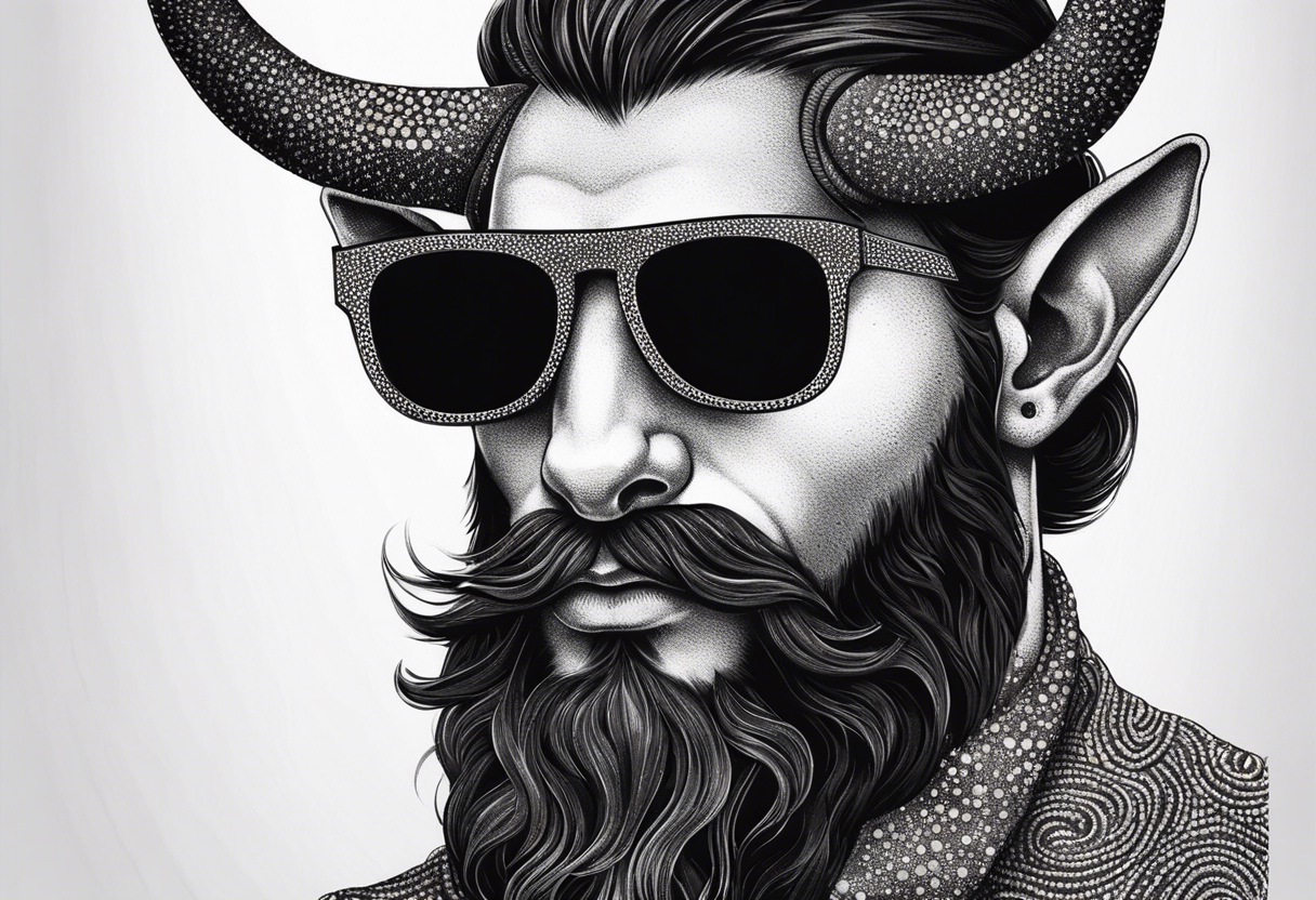 capricorn with beard and sunglasses tattoo idea