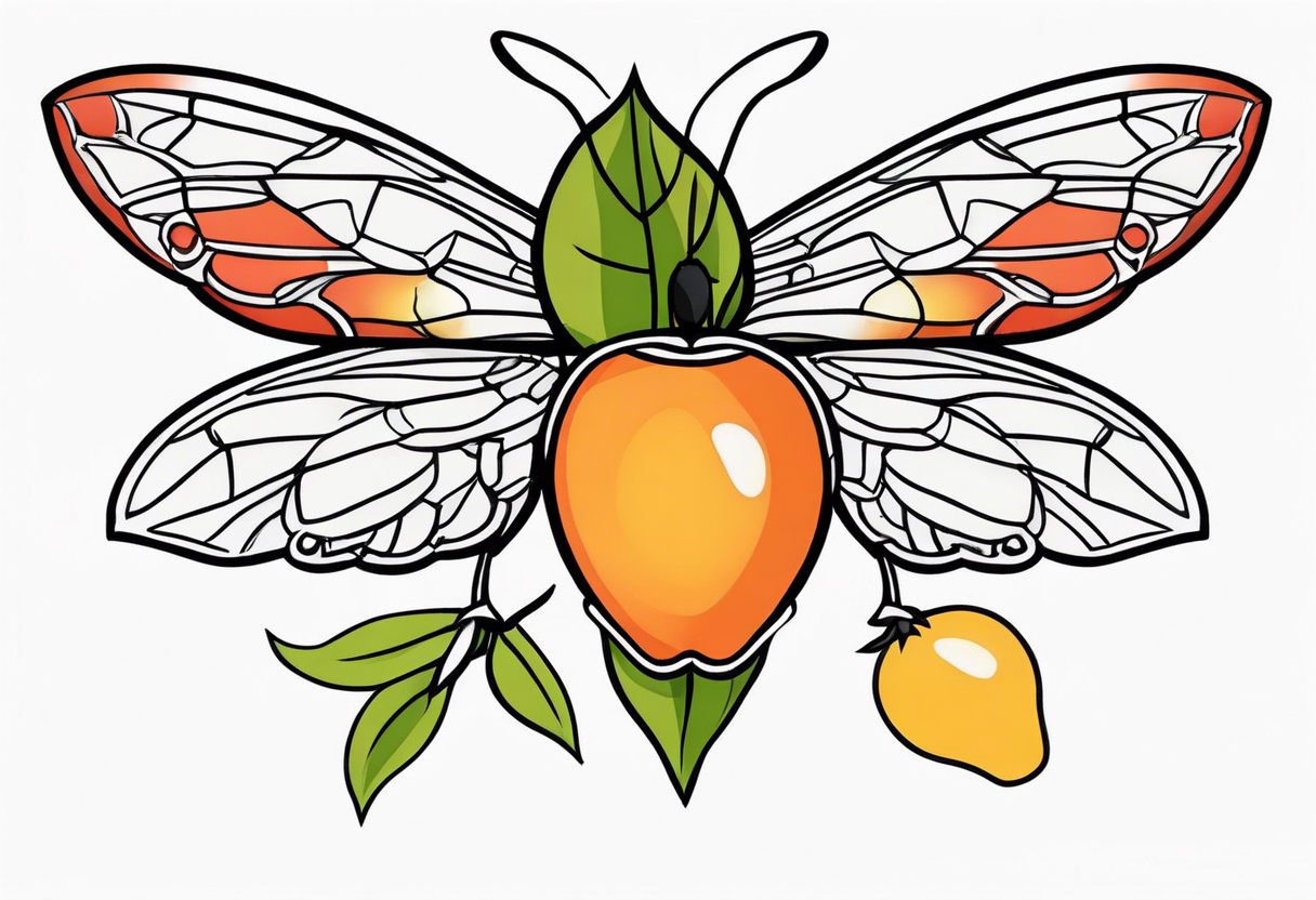 Neo traditional Cicada and fruit tattoo idea