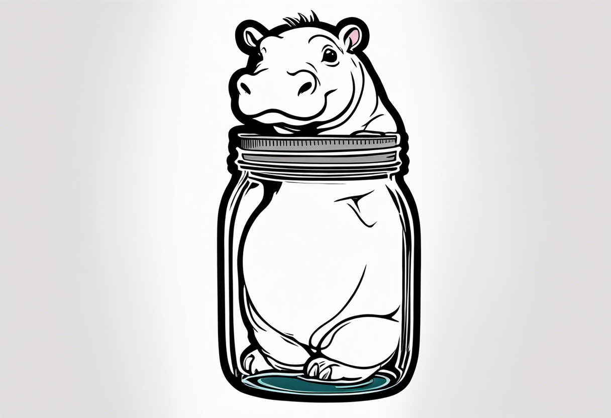 Baby hippo with Mason jar tattoo idea