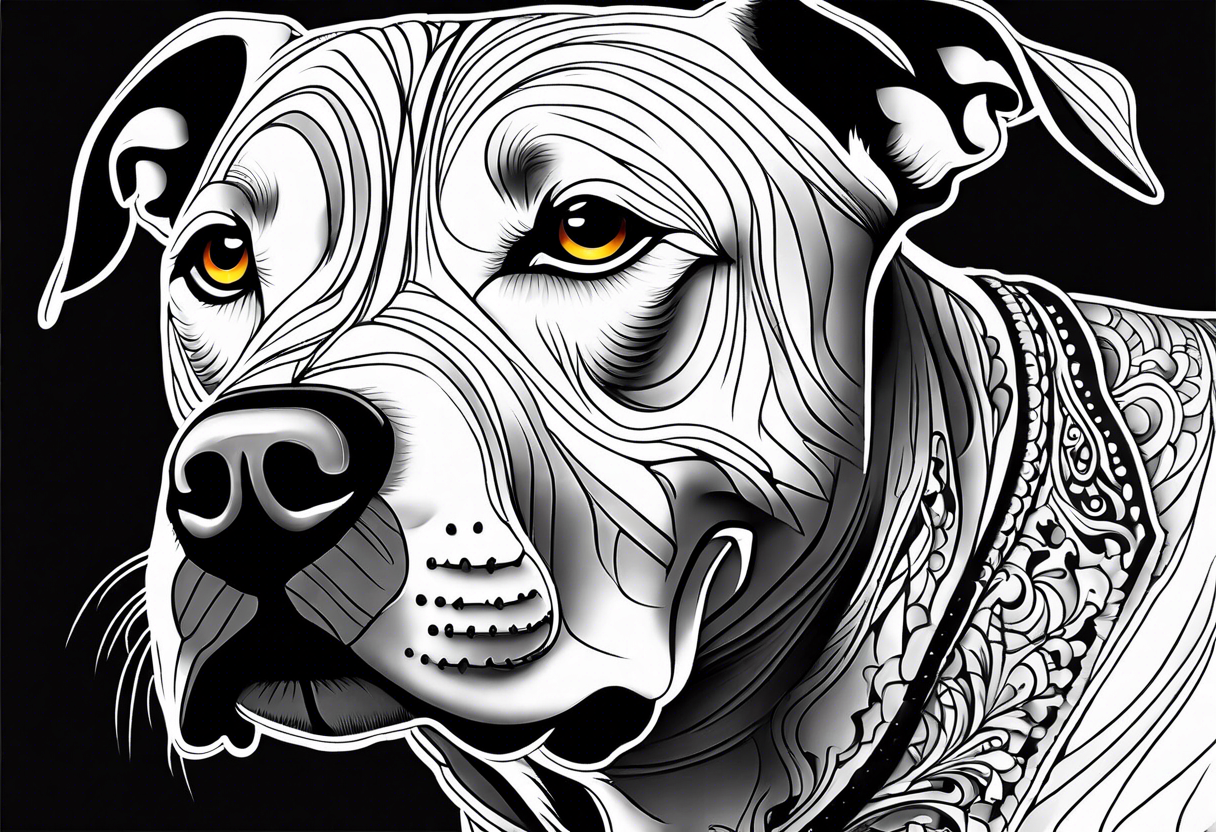 white pitbull pointed ears tattoo idea