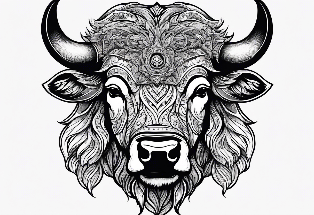 Bison head outline tattoo idea