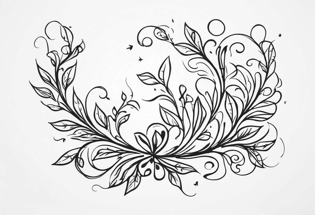 This tattoo will be on the back of the arm above the elbow. please add the numbers 31.8742° N, 91.1366° W, with very simple ivy vines on both sides. tattoo idea