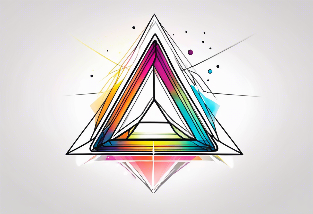 triangle prism glass dispersing a photon into colorfull rays tattoo idea