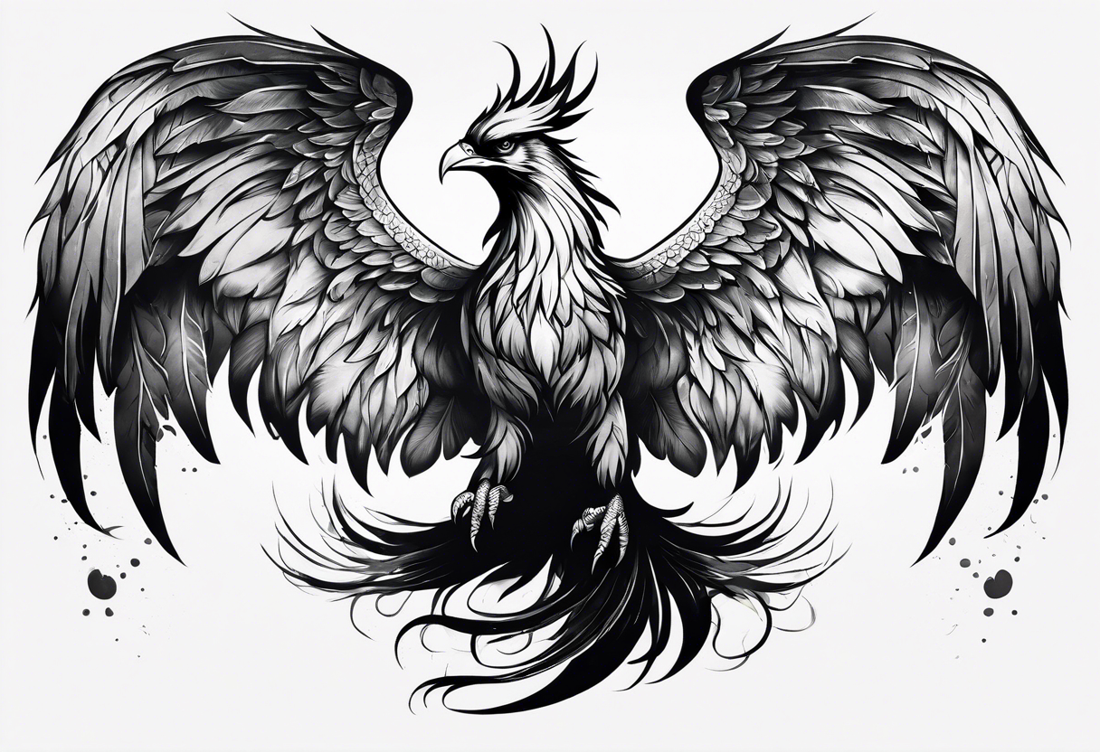 Rising phoenix against dark background, from forearm to shoulder. tattoo idea