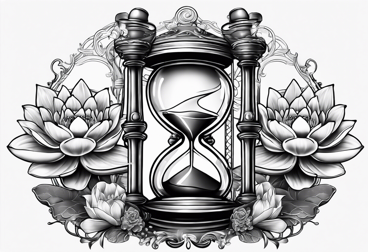 Hourglass with waterlily tattoo idea