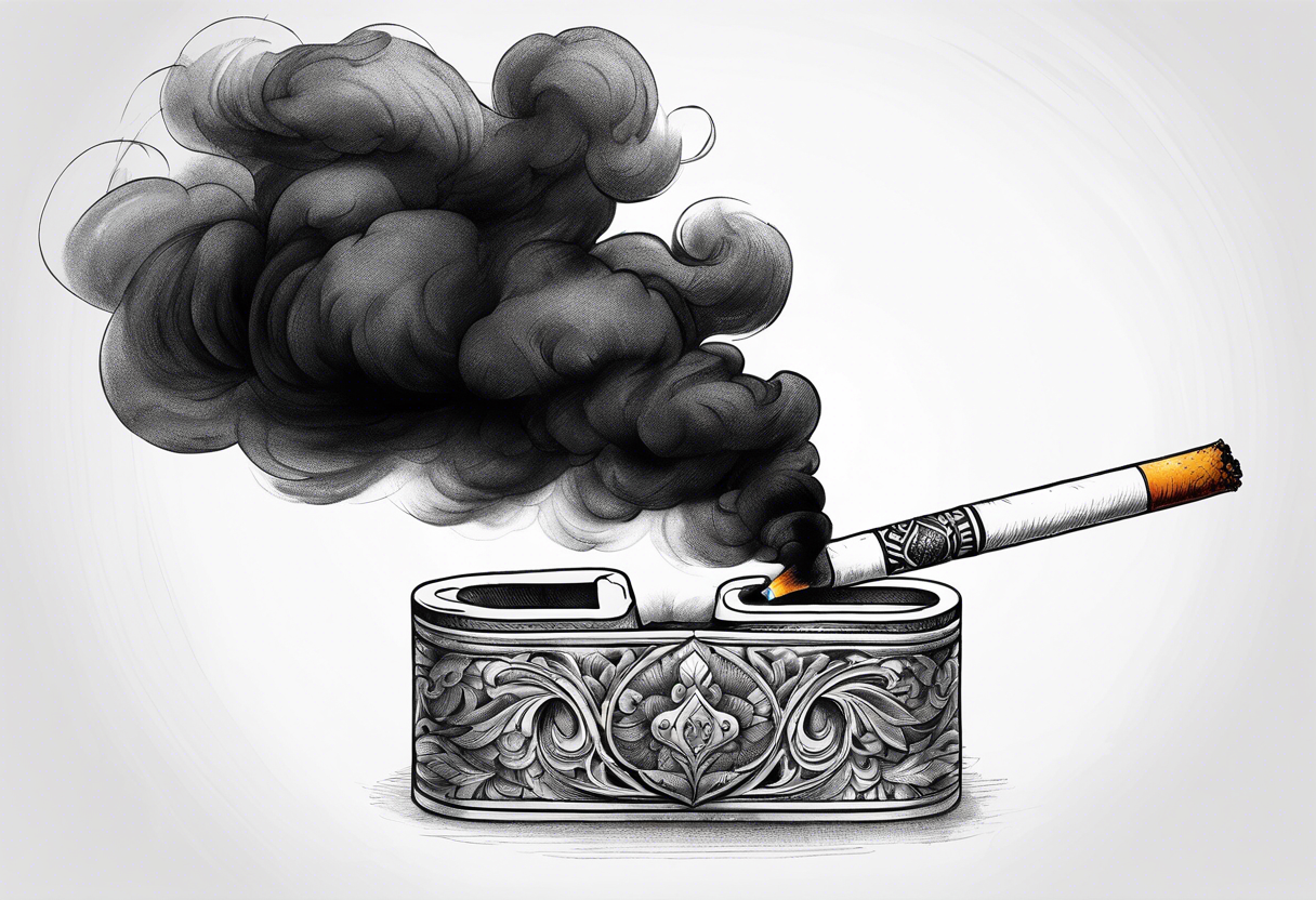 Draw me black smoke coming out of a cigarette tattoo idea