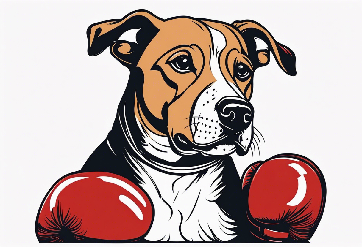 Dog wearing boxing gloves tattoo idea