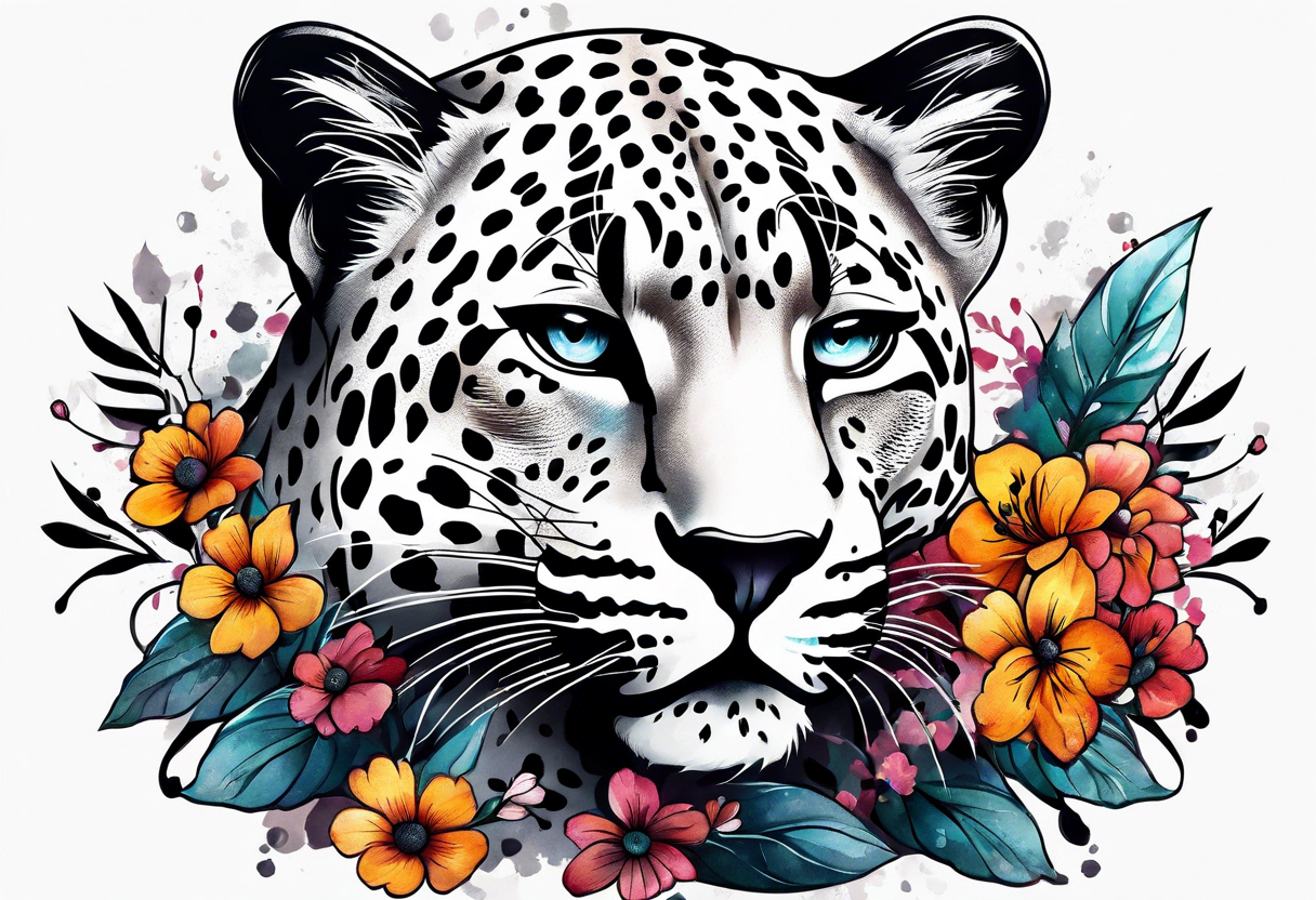 leopard is made up of 
floral flowers tattoo idea