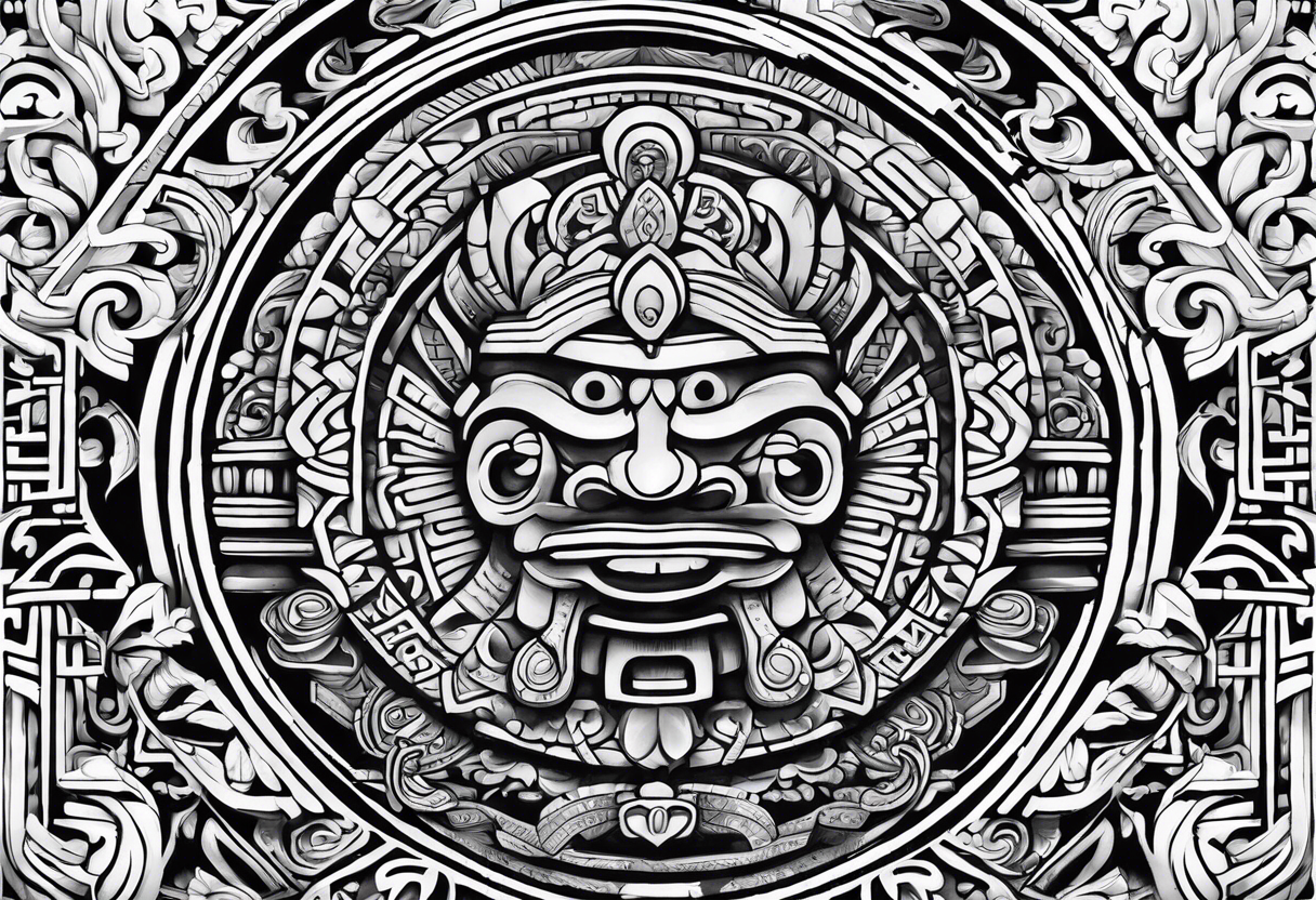 Glyph Mayan sculpture tattoo idea