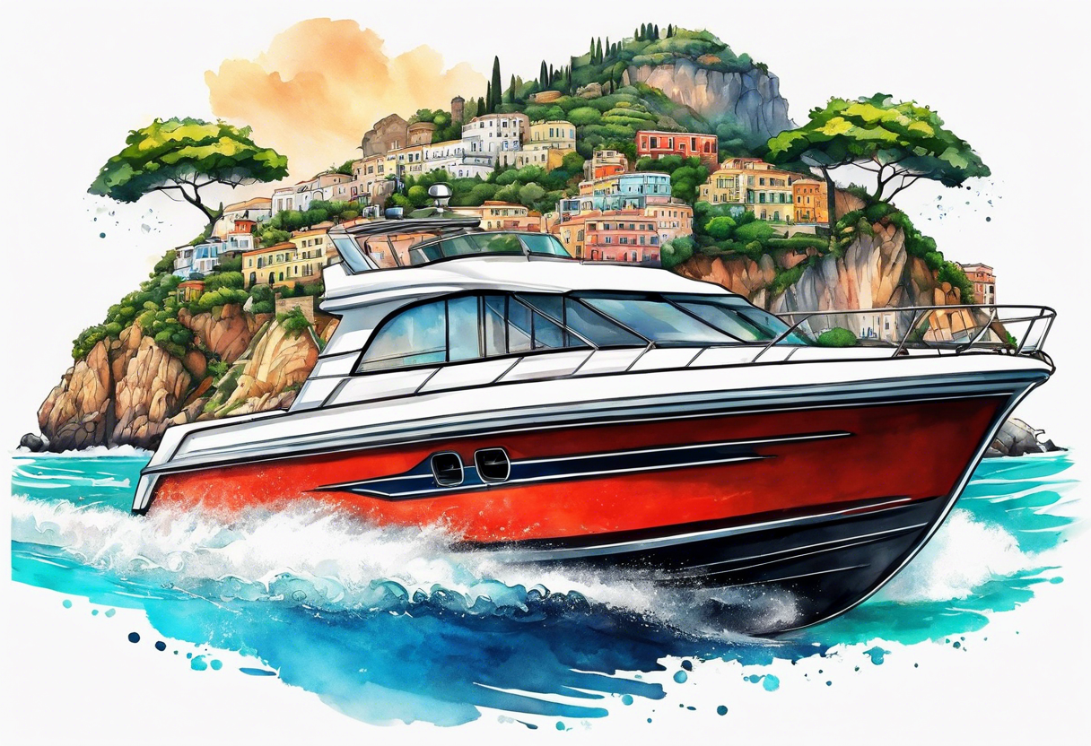 Speed Boat to island of capri tattoo idea