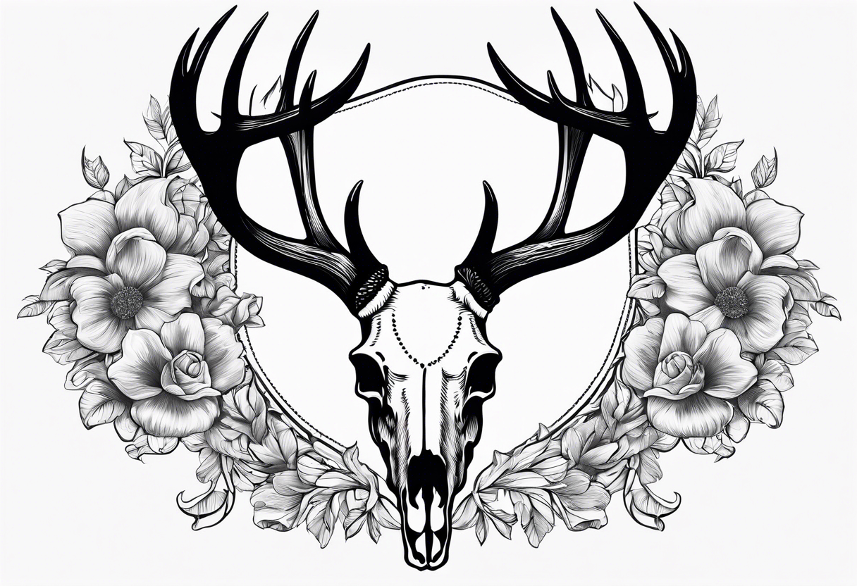 European mount mule deer skull plain tattoo idea