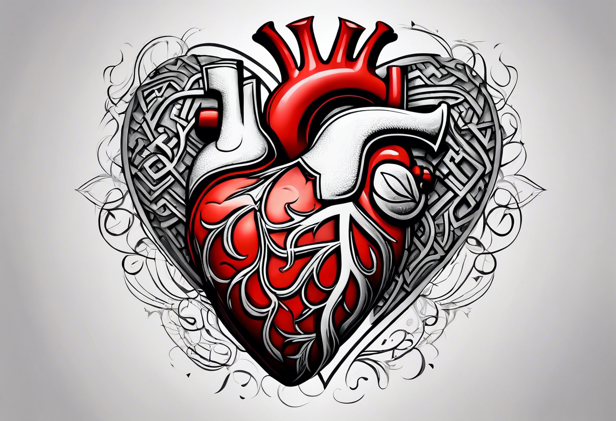 real heart with a maze inside tattoo idea