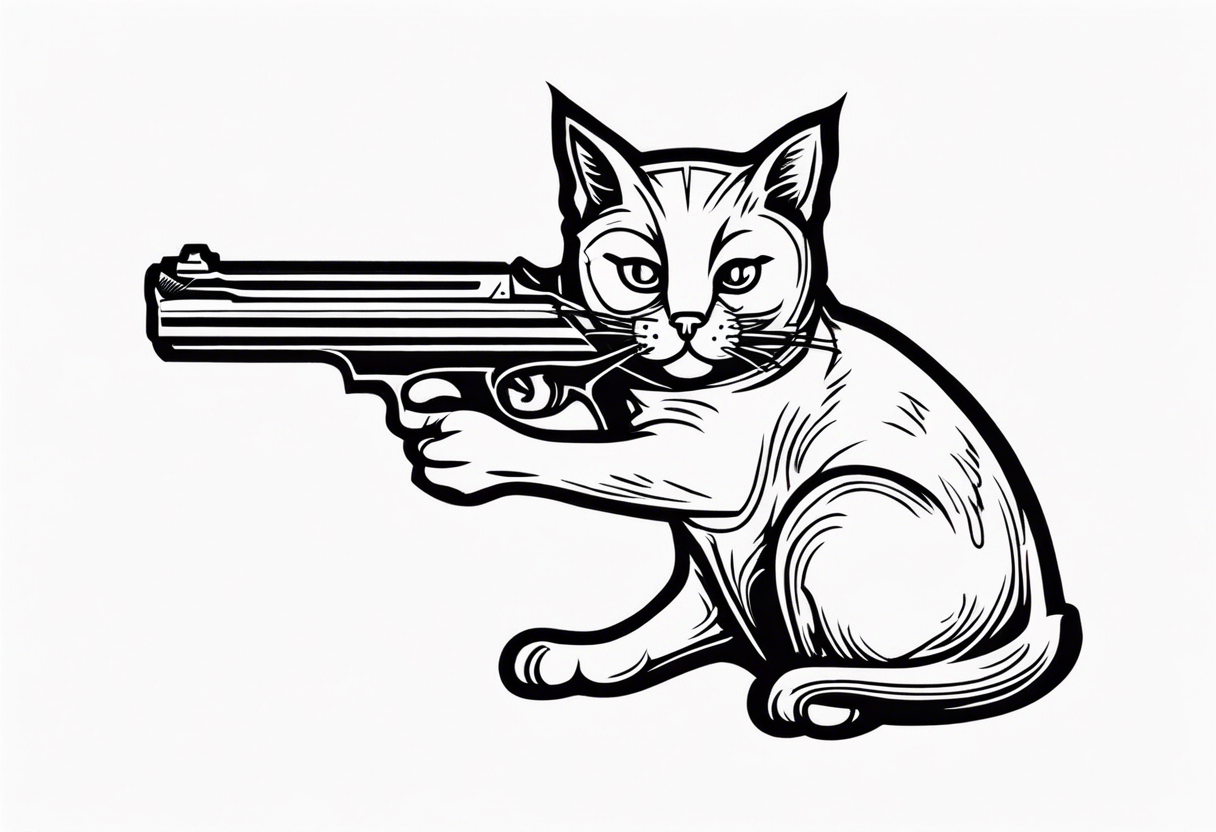 Cat with gun tattoo idea