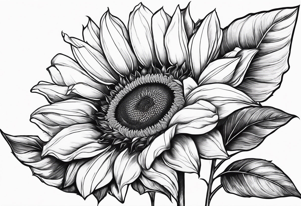 Sunflower, book, flower rose rose & bleu tattoo idea